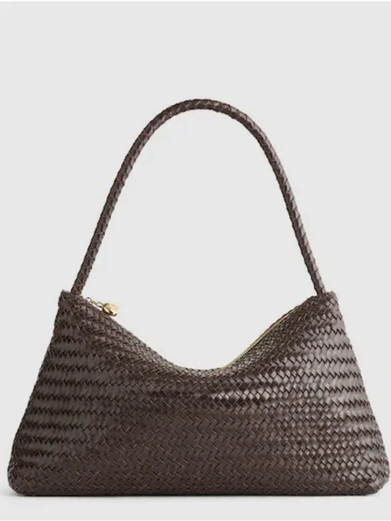 NWT Madewell The Signature Woven Zip Top Shoulder Bag coffee bean NEW - Picture 1 of 2